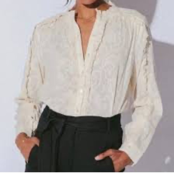 Cleobella Freya Button Down Embroidered Blouse Cream Small Womens - Picture 3 of 15
